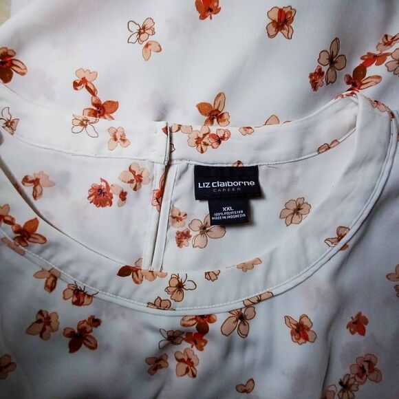 Liz Claiborne Career white floral Sleeveless blouse Size XXL - Picture 5 of 8